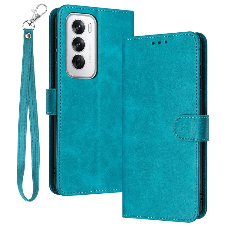 For Oppo Reno12 5G (Global) Case with Card Holder Calf Texture Leather Phone Cover