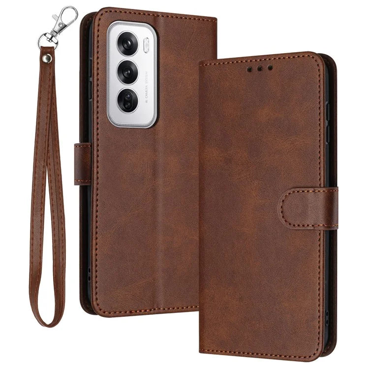 For Oppo Reno12 5G (Global) Case with Card Holder Calf Texture Leather Phone Cover