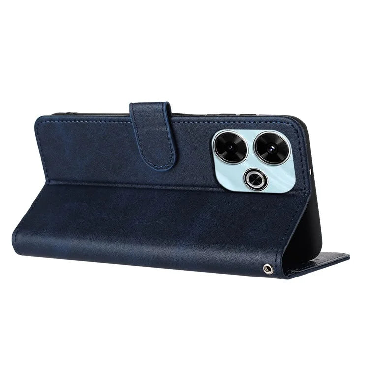 For Xiaomi Redmi 13 5G / 13 4G / Note 13R 5G / Poco M6 4G Case Folio Flip PU Leather Phone Cover Calf Texture