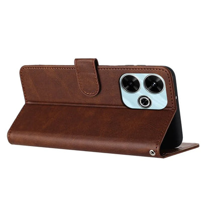 For Xiaomi Redmi 13 5G / 13 4G / Note 13R 5G / Poco M6 4G Case Folio Flip PU Leather Phone Cover Calf Texture