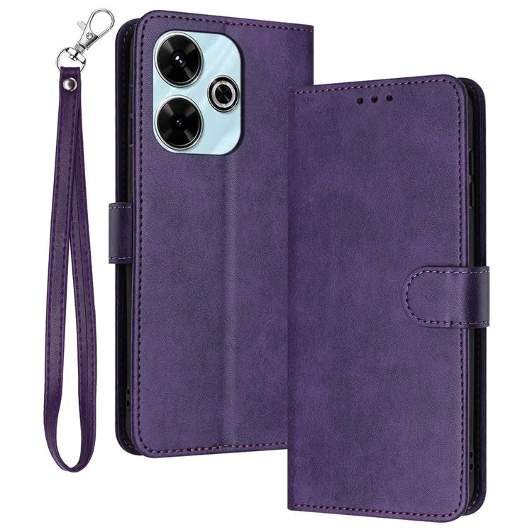 For Xiaomi Redmi 13 5G / 13 4G / Note 13R 5G / Poco M6 4G Case Folio Flip PU Leather Phone Cover Calf Texture