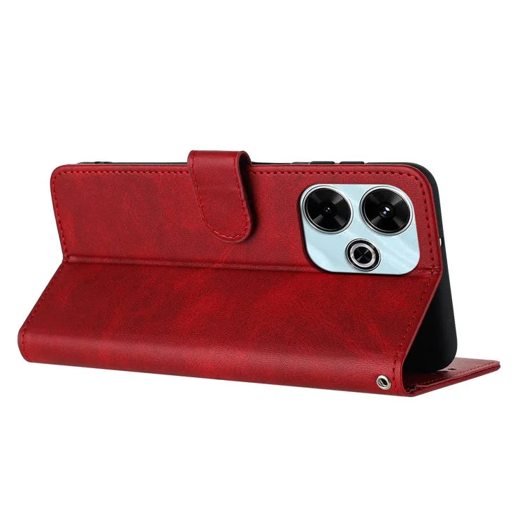 For Xiaomi Redmi 13 5G / 13 4G / Note 13R 5G / Poco M6 4G Case Folio Flip PU Leather Phone Cover Calf Texture