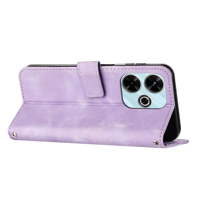 For Xiaomi Redmi 13 5G / 13 4G / Note 13R 5G / Poco M6 4G Case Triangle Imprinted Leather Stand Phone Cover
