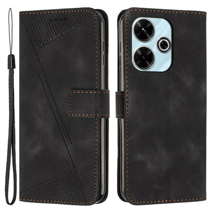 For Xiaomi Redmi 13 5G / 13 4G / Note 13R 5G / Poco M6 4G Case Triangle Imprinted Leather Stand Phone Cover