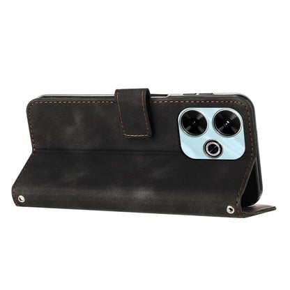 For Xiaomi Redmi 13 5G / 13 4G / Note 13R 5G / Poco M6 4G Case Triangle Imprinted Leather Stand Phone Cover