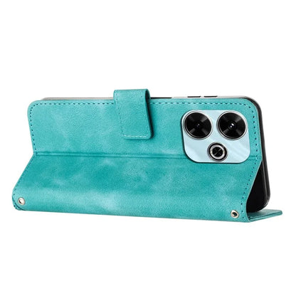 For Xiaomi Redmi 13 5G / 13 4G / Note 13R 5G / Poco M6 4G Case Triangle Imprinted Leather Stand Phone Cover