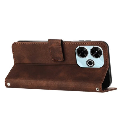 For Xiaomi Redmi 13 5G / 13 4G / Note 13R 5G / Poco M6 4G Case Triangle Imprinted Leather Stand Phone Cover