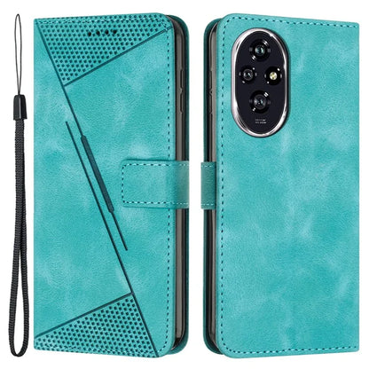 For Honor 200 5G Leather Case Wrist Strap Protective Phone Cover Triangle Pattern Imprinted