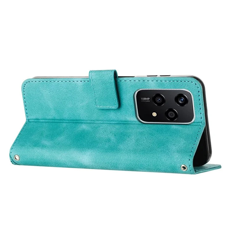 For Honor 200 Lite Wallet Cover Triangle Pattern Leather Phone Case