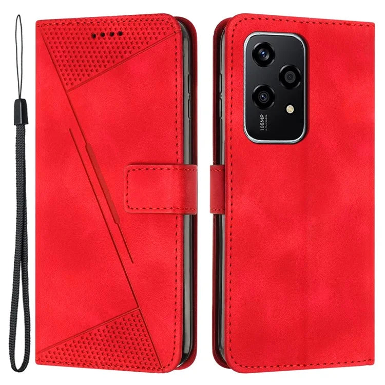 For Honor 200 Lite Wallet Cover Triangle Pattern Leather Phone Case