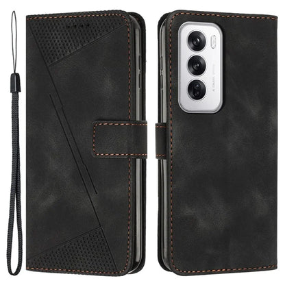 For Oppo Reno12 5G (Global) Case Triangle Pattern Leather Folding Stand Phone Cover