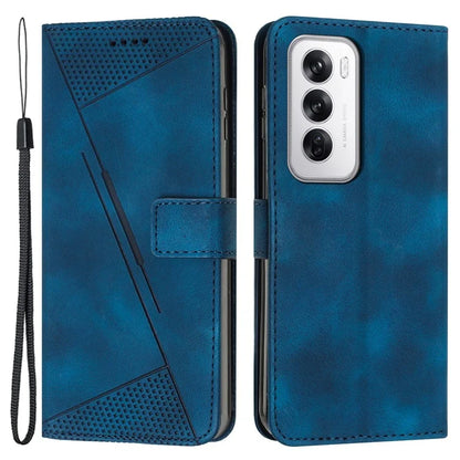For Oppo Reno12 5G (Global) Case Triangle Pattern Leather Folding Stand Phone Cover