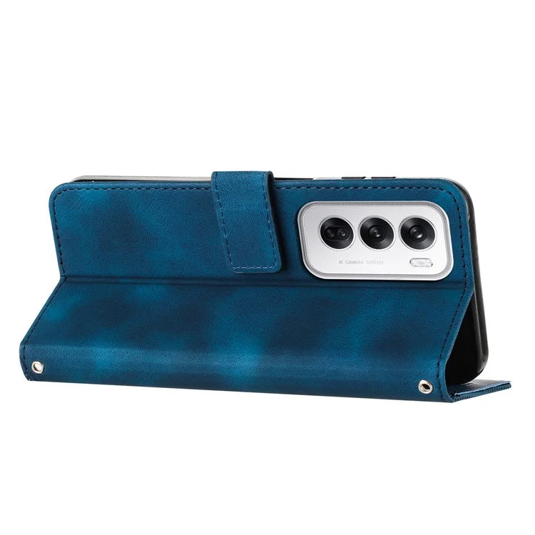 For Oppo Reno12 5G (Global) Case Triangle Pattern Leather Folding Stand Phone Cover