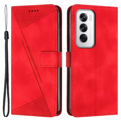 For Oppo Reno12 5G (Global) Case Triangle Pattern Leather Folding Stand Phone Cover