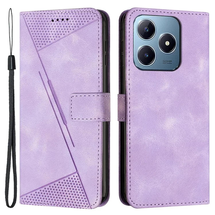 For Realme C63 4G / C61 4G / Note 60 Case Triangle Leather Phone Cover Stand Wrist Strap