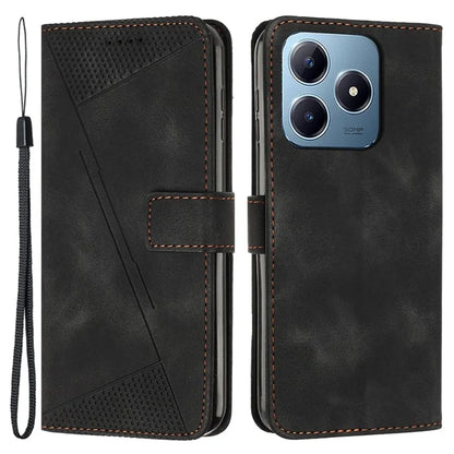 For Realme C63 4G / C61 4G / Note 60 Case Triangle Leather Phone Cover Stand Wrist Strap