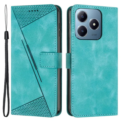 For Realme C63 4G / C61 4G / Note 60 Case Triangle Leather Phone Cover Stand Wrist Strap