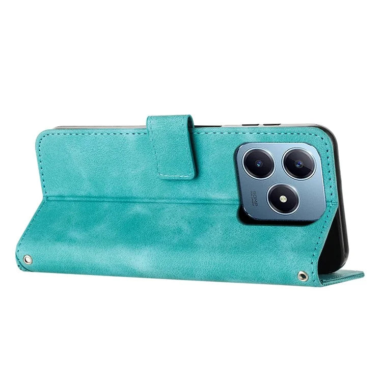 For Realme C63 4G / C61 4G / Note 60 Case Triangle Leather Phone Cover Stand Wrist Strap