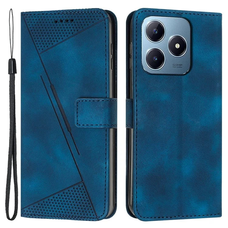 For Realme C63 4G / C61 4G / Note 60 Case Triangle Leather Phone Cover Stand Wrist Strap