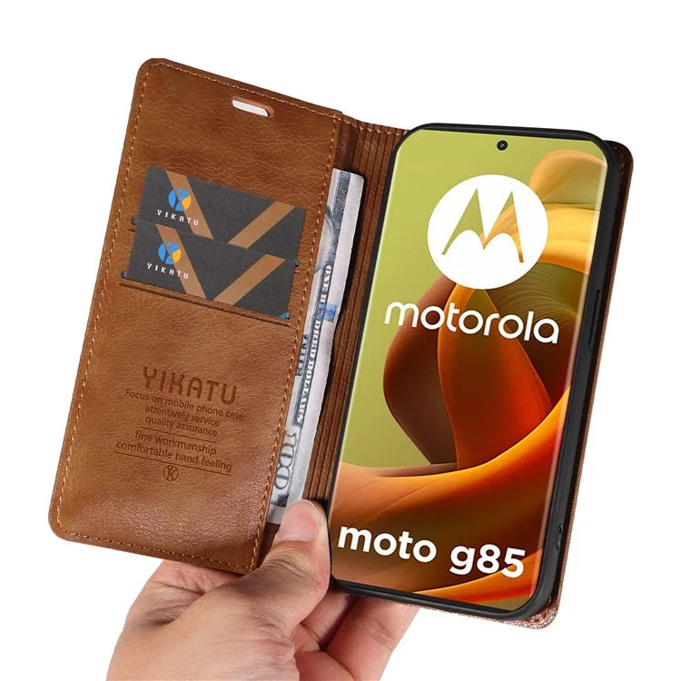 YIKATU YK-006 For Motorola Moto G85 5G / S50 Neo 5G Wallet Case Litchi Texture Leather Phone Cover