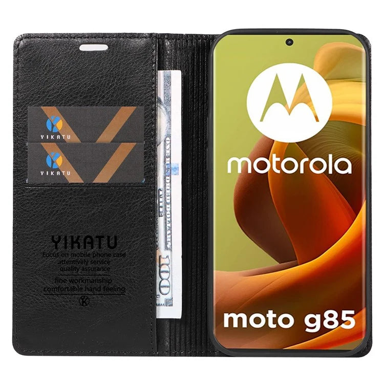 YIKATU YK-006 For Motorola Moto G85 5G / S50 Neo 5G Wallet Case Litchi Texture Leather Phone Cover