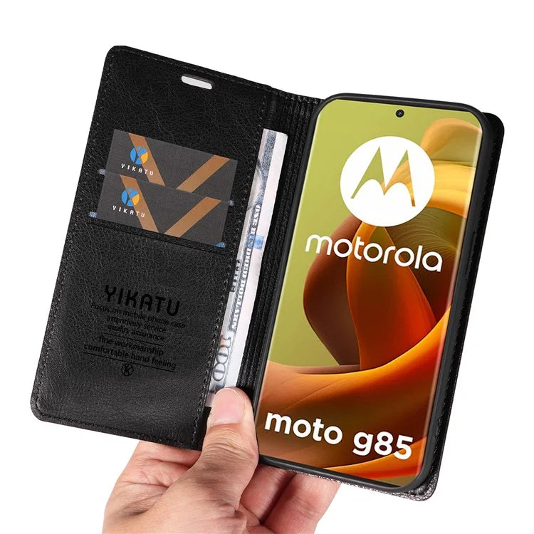 YIKATU YK-006 For Motorola Moto G85 5G / S50 Neo 5G Wallet Case Litchi Texture Leather Phone Cover