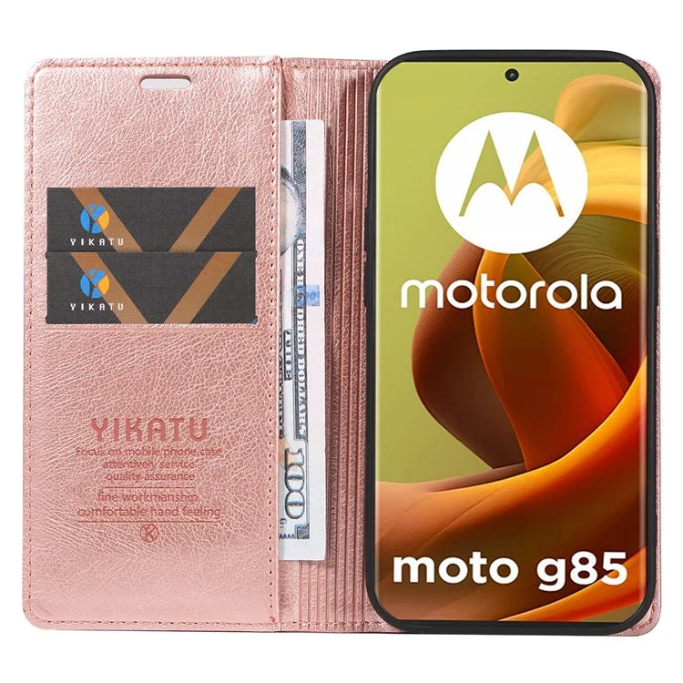 YIKATU YK-006 For Motorola Moto G85 5G / S50 Neo 5G Wallet Case Litchi Texture Leather Phone Cover