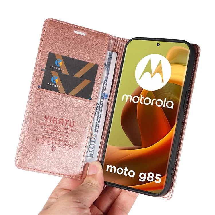 YIKATU YK-006 For Motorola Moto G85 5G / S50 Neo 5G Wallet Case Litchi Texture Leather Phone Cover