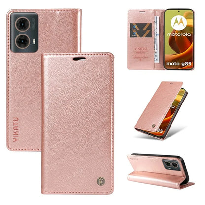YIKATU YK-006 For Motorola Moto G85 5G / S50 Neo 5G Wallet Case Litchi Texture Leather Phone Cover