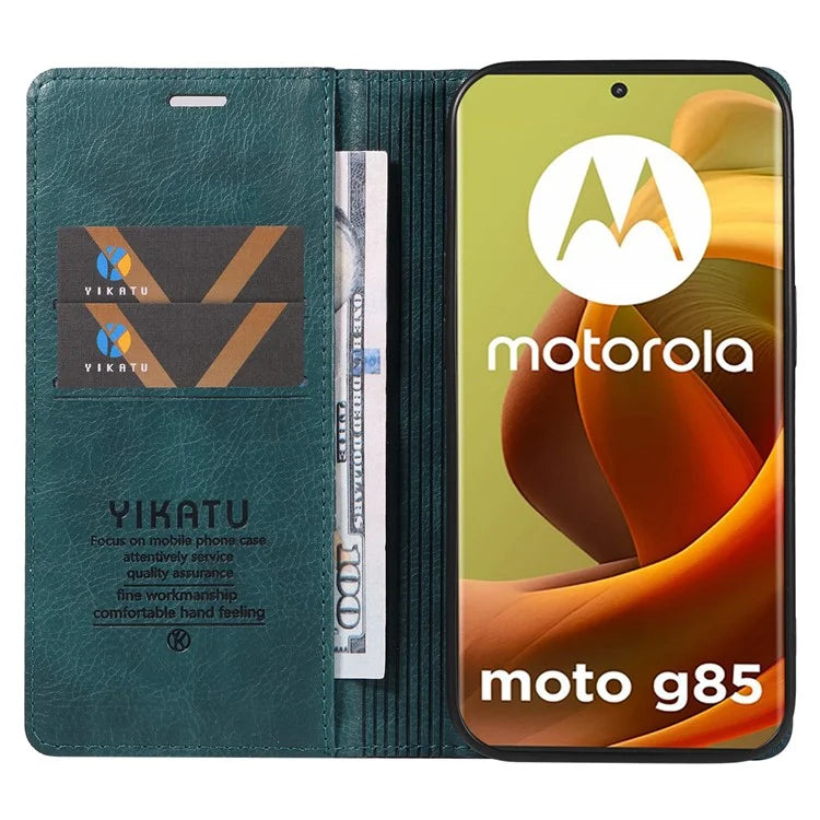 YIKATU YK-006 For Motorola Moto G85 5G / S50 Neo 5G Wallet Case Litchi Texture Leather Phone Cover