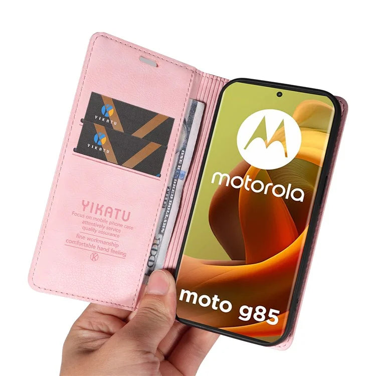 YIKATU YK-006 For Motorola Moto G85 5G / S50 Neo 5G Wallet Case Litchi Texture Leather Phone Cover