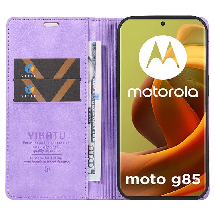 YIKATU YK-006 For Motorola Moto G85 5G / S50 Neo 5G Wallet Case Litchi Texture Leather Phone Cover