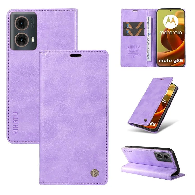 YIKATU YK-006 For Motorola Moto G85 5G / S50 Neo 5G Wallet Case Litchi Texture Leather Phone Cover