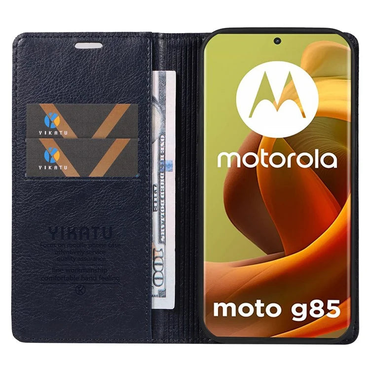 YIKATU YK-006 For Motorola Moto G85 5G / S50 Neo 5G Wallet Case Litchi Texture Leather Phone Cover