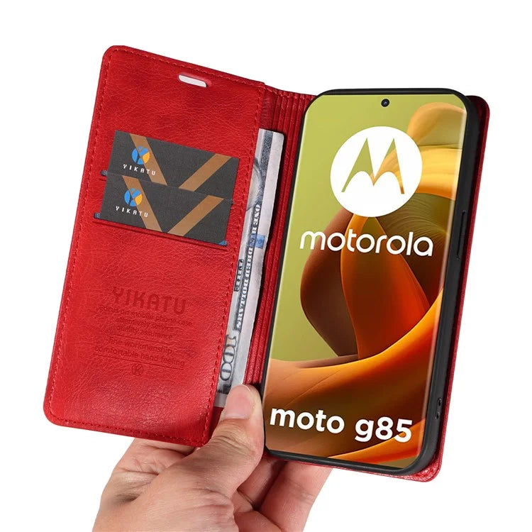 YIKATU YK-006 For Motorola Moto G85 5G / S50 Neo 5G Wallet Case Litchi Texture Leather Phone Cover