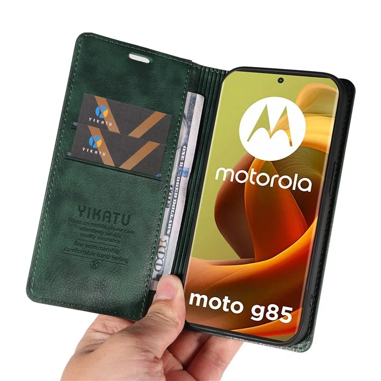 YIKATU YK-006 For Motorola Moto G85 5G / S50 Neo 5G Wallet Case Litchi Texture Leather Phone Cover