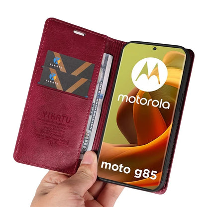 YIKATU YK-006 For Motorola Moto G85 5G / S50 Neo 5G Wallet Case Litchi Texture Leather Phone Cover