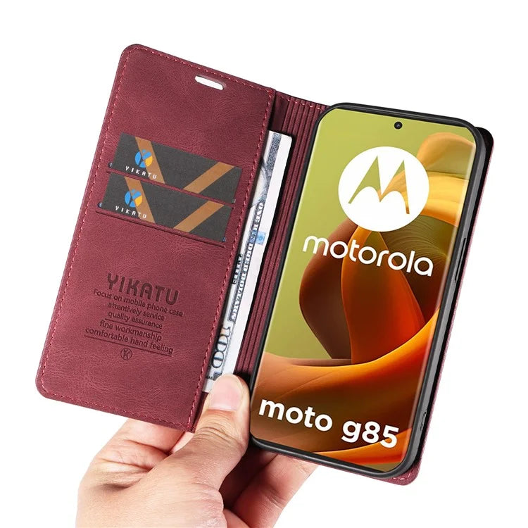 YIKATU YK-004 For Motorola Moto G85 5G / S50 Neo 5G Case Leather Phone Wallet Cover Skin-Touch