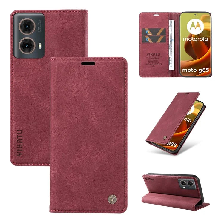 YIKATU YK-004 For Motorola Moto G85 5G / S50 Neo 5G Case Leather Phone Wallet Cover Skin-Touch