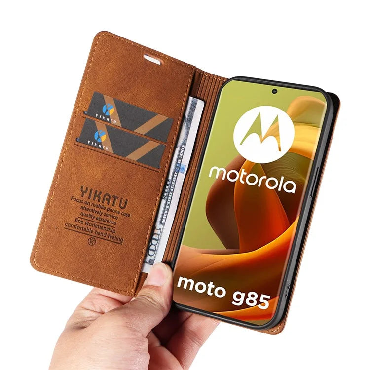 YIKATU YK-004 For Motorola Moto G85 5G / S50 Neo 5G Case Leather Phone Wallet Cover Skin-Touch