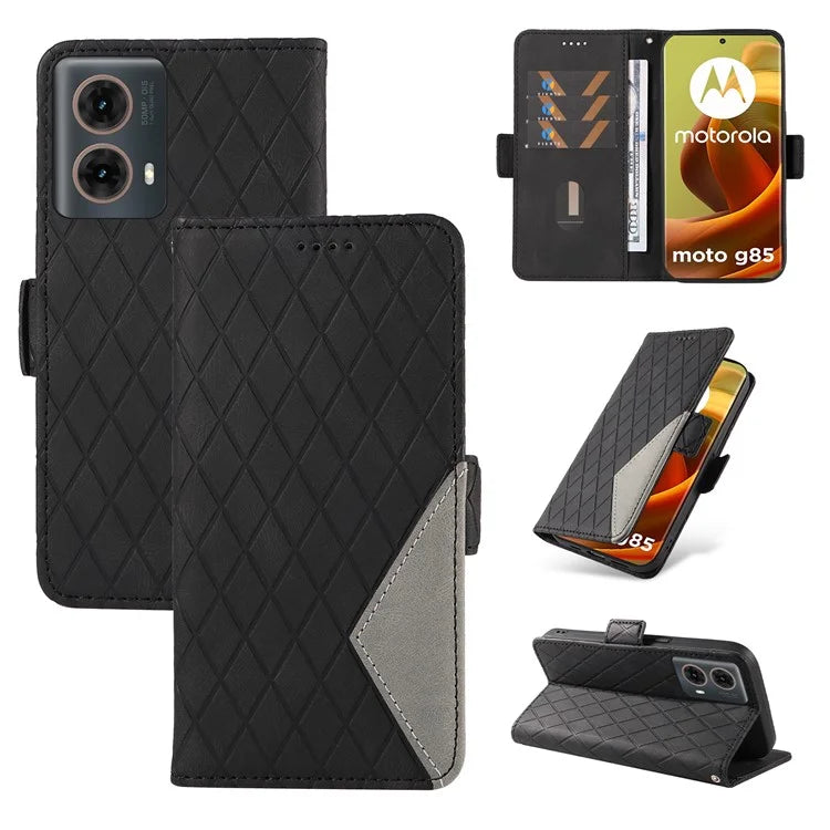 For Motorola Moto G85 5G / S50 Neo 5G Case Rhombus Leather Phone Cover with Wallet Stand