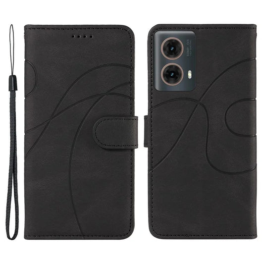 For Motorola Moto G85 5G / S50 Neo 5G Case Curved Line Imprinted Leather Flip Phone Cover