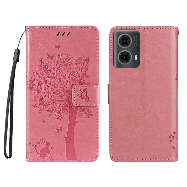 KT Imprinting Flower Series-3 For Motorola Moto G85 5G / S50 Neo 5G Case Wallet Card Slots Leather Phone Cover