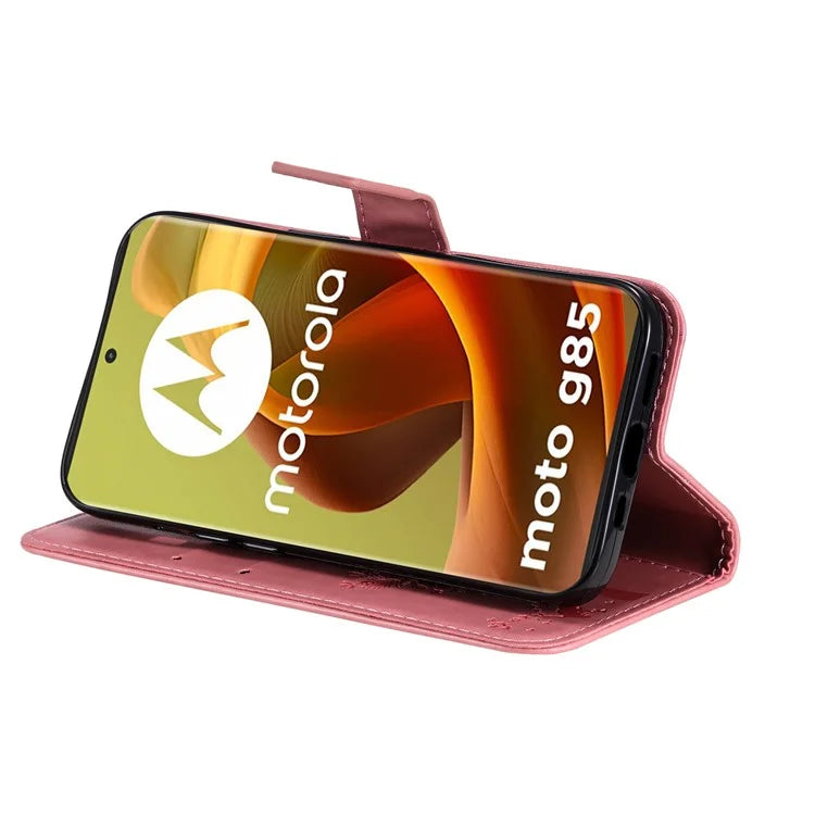 KT Imprinting Flower Series-3 For Motorola Moto G85 5G / S50 Neo 5G Case Wallet Card Slots Leather Phone Cover