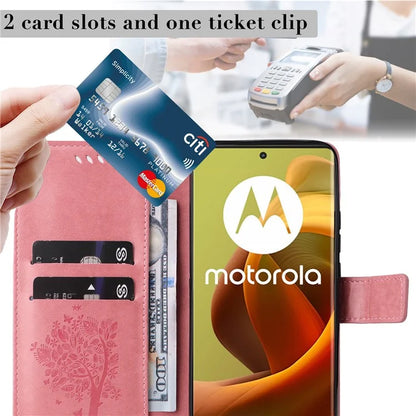 KT Imprinting Flower Series-3 For Motorola Moto G85 5G / S50 Neo 5G Case Wallet Card Slots Leather Phone Cover