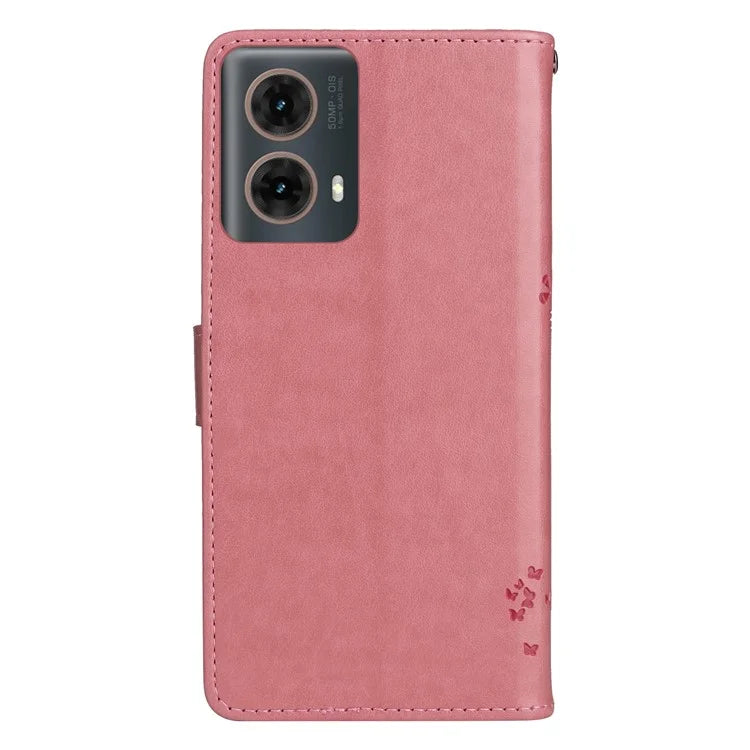 KT Imprinting Flower Series-3 For Motorola Moto G85 5G / S50 Neo 5G Case Wallet Card Slots Leather Phone Cover