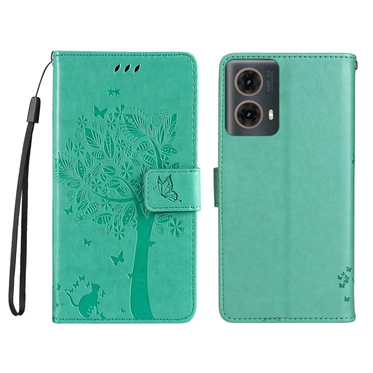 KT Imprinting Flower Series-3 For Motorola Moto G85 5G / S50 Neo 5G Case Wallet Card Slots Leather Phone Cover
