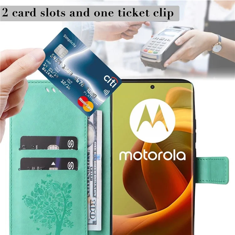 KT Imprinting Flower Series-3 For Motorola Moto G85 5G / S50 Neo 5G Case Wallet Card Slots Leather Phone Cover