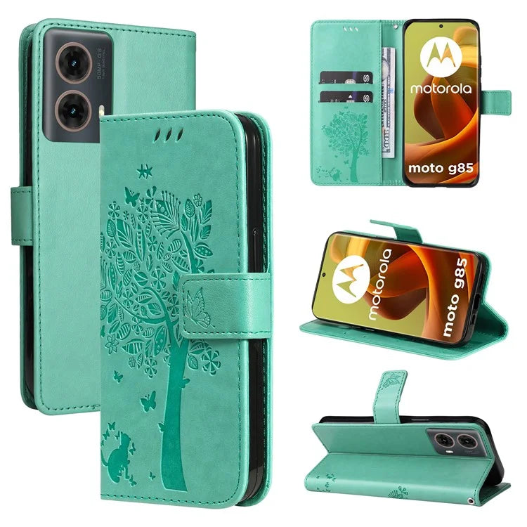 KT Imprinting Flower Series-3 For Motorola Moto G85 5G / S50 Neo 5G Case Wallet Card Slots Leather Phone Cover