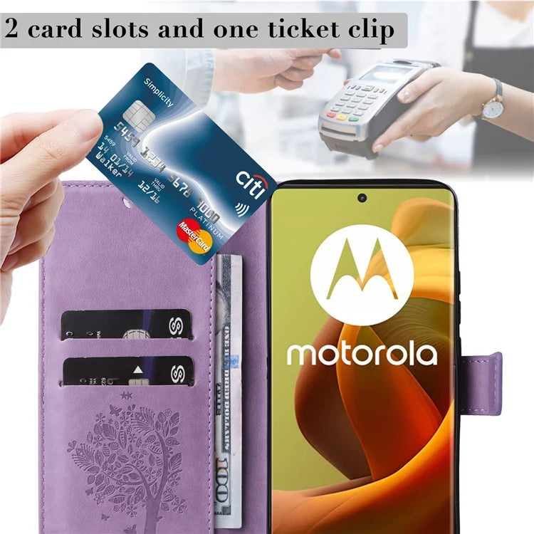 KT Imprinting Flower Series-3 For Motorola Moto G85 5G / S50 Neo 5G Case Wallet Card Slots Leather Phone Cover